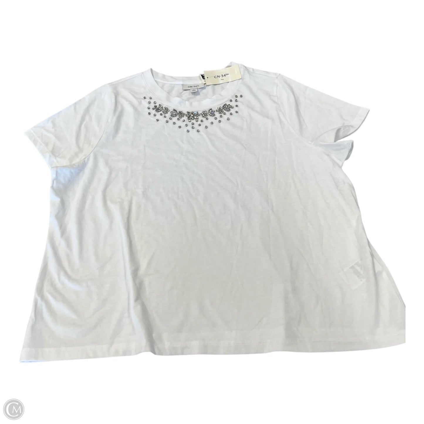 Top Short Sleeve By On 34th In Silver & White, Size: 2x