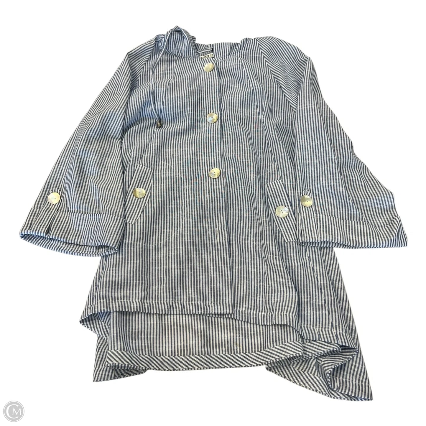 Jacket Shirt By Jones New York In Striped Pattern, Size: Xl