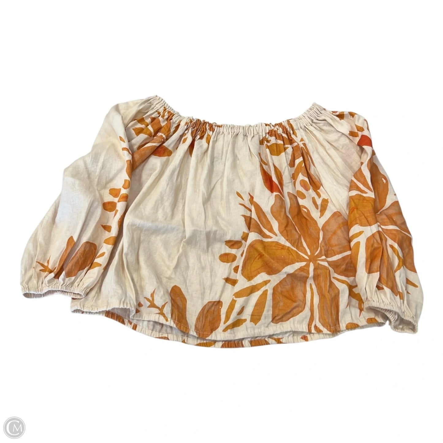 Top Short Sleeve By Clothes Mentor In Cream & Orange, Size: S