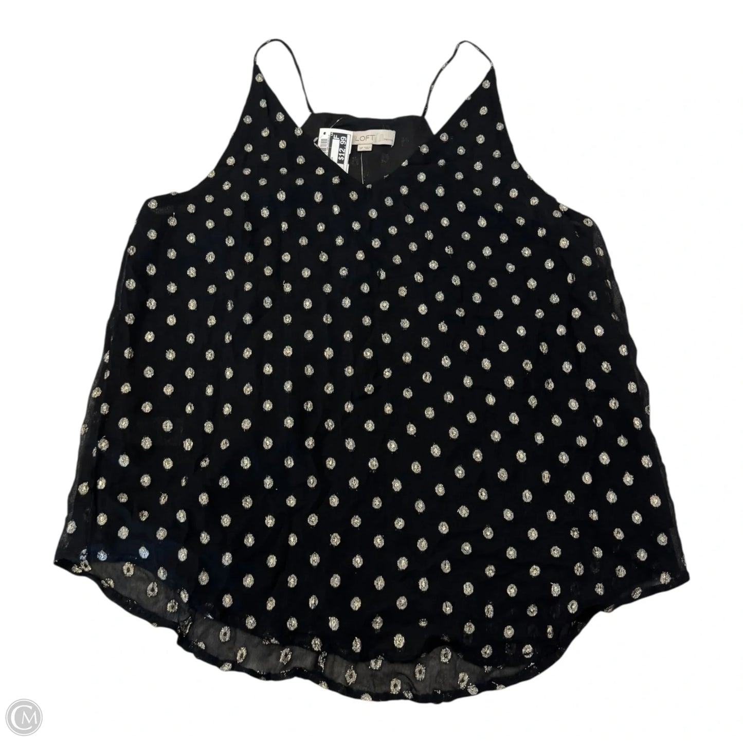 Top Sleeveless By Loft In Black & Gold, Size: Sp
