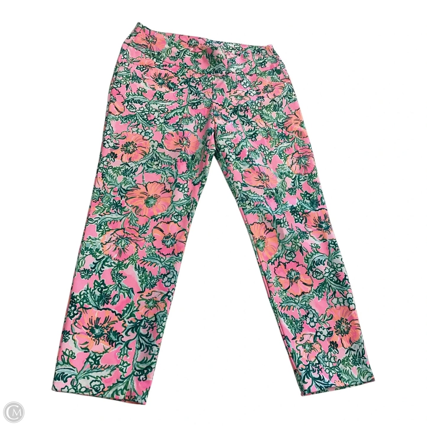 Capris Designer By Lilly Pulitzer In Green & Pink, Size: 10