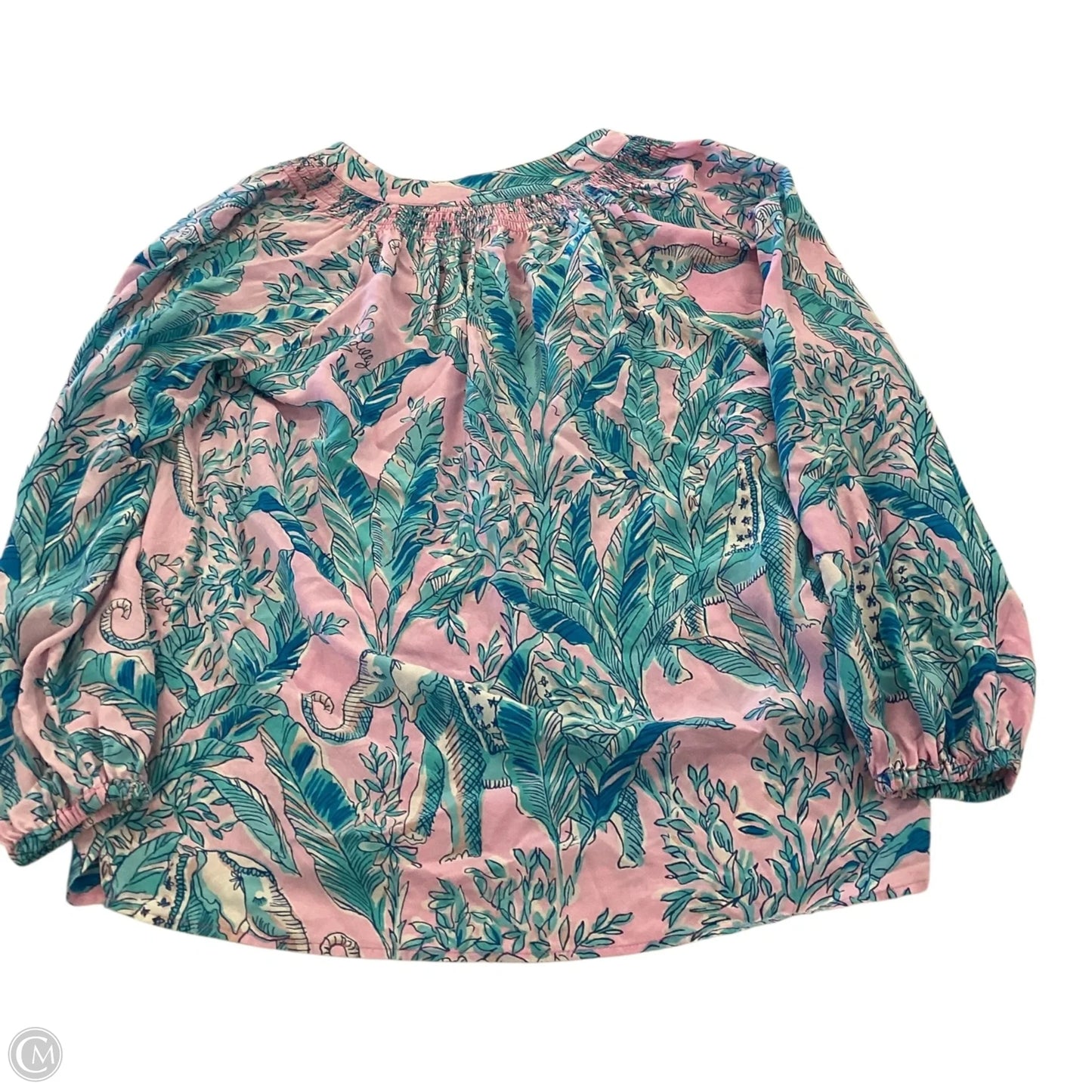 Top 3/4 Sleeve Designer By Lilly Pulitzer In Blue & Purple, Size: M