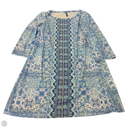 Dress Casual Midi By Clothes Mentor In Blue & White, Size: L