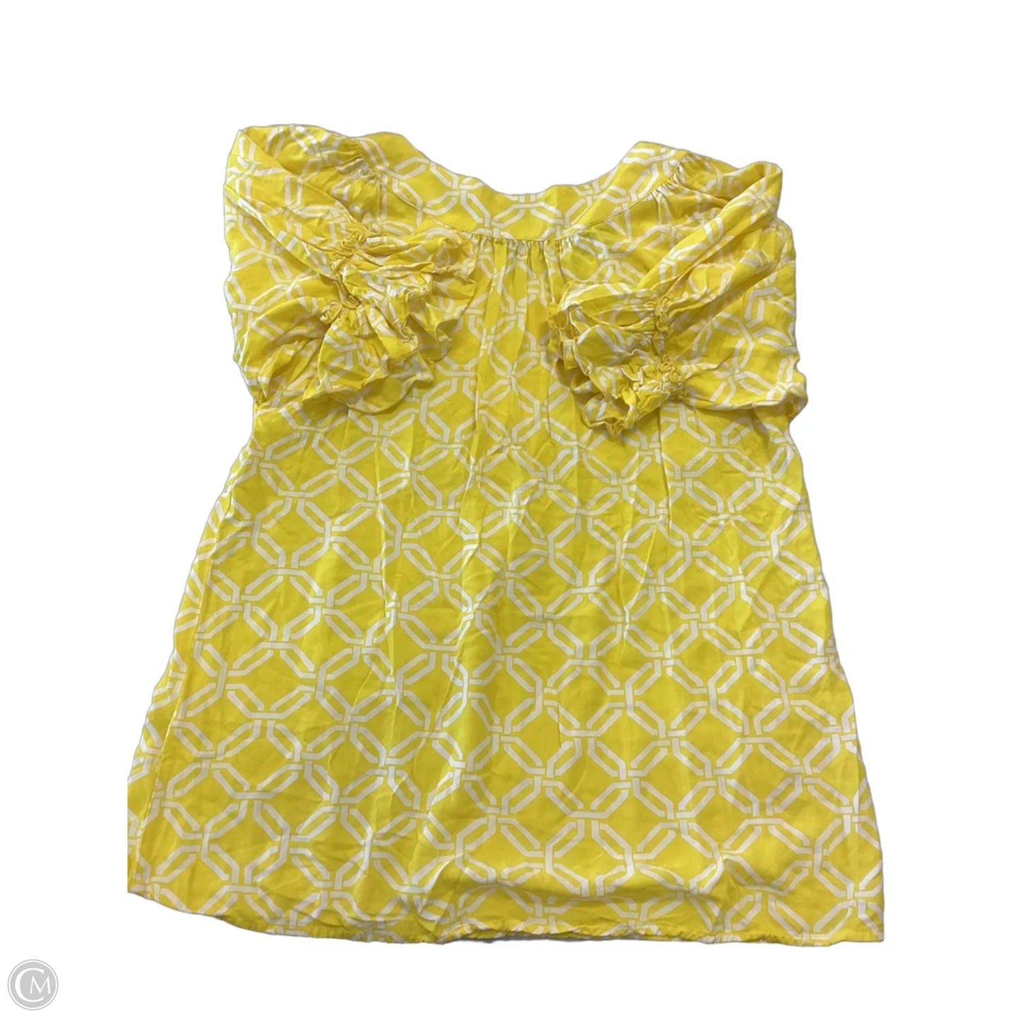 Top 3/4 Sleeve By Escapada Living In White & Yellow, Size: L