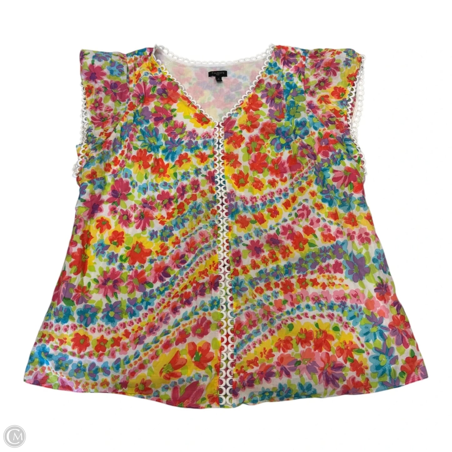 Top Short Sleeve By Talbots In Floral Print, Size: 14