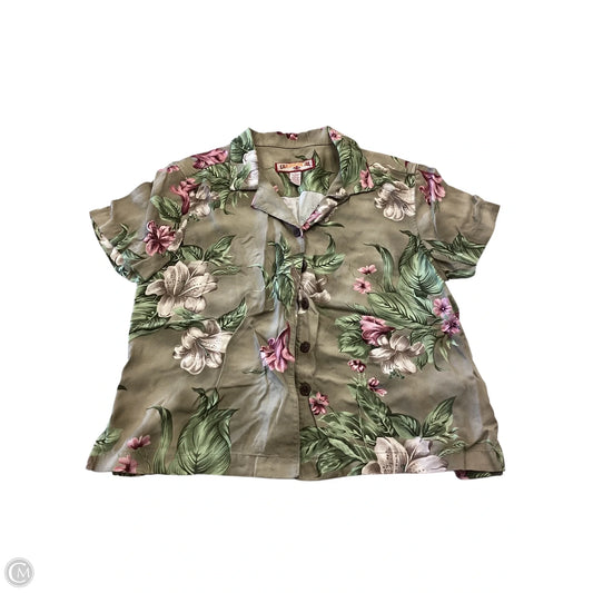 Top Short Sleeve By Caribbean Joe In Floral Print, Size: Lp