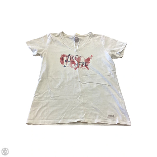 Top Short Sleeve By Life Is Good In Blue & Red & White, Size: M