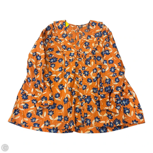 Blouse Long Sleeve By Free People In Floral Print, Size: Xs