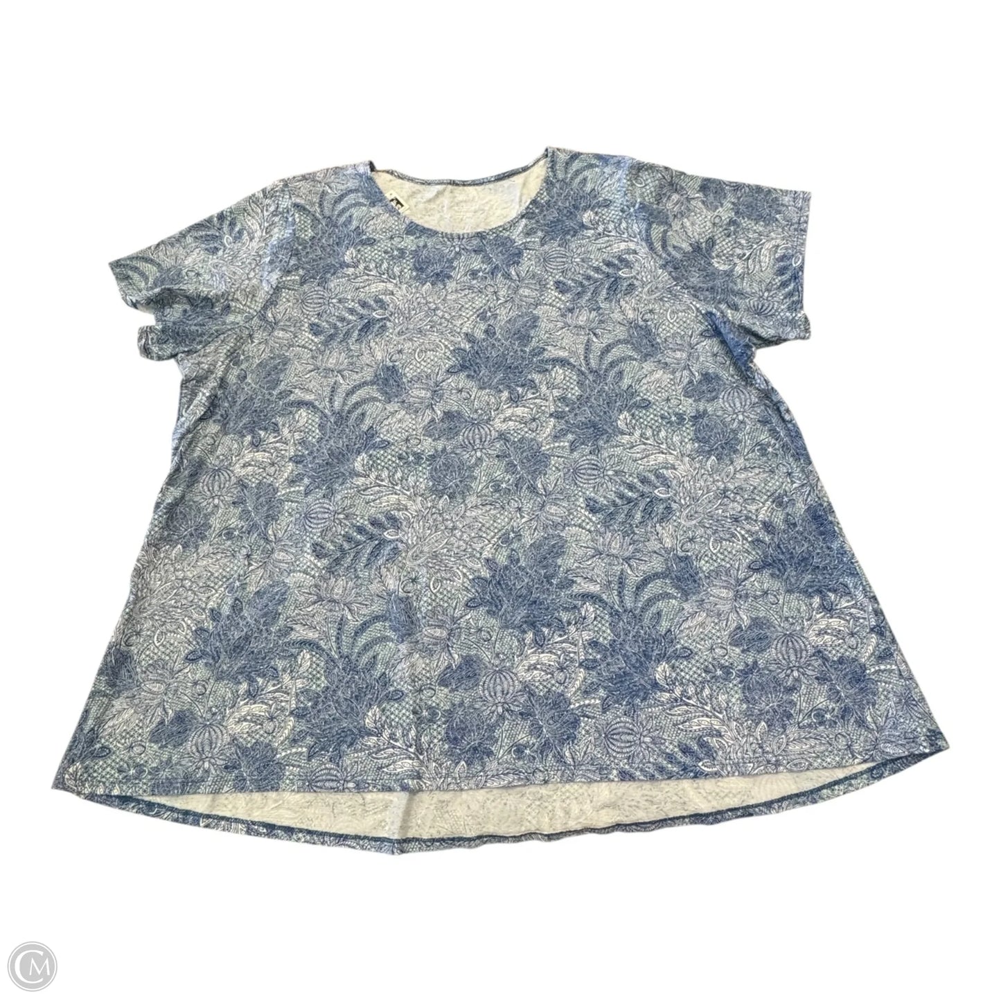 Top Short Sleeve By Pure Jill In Blue & White, Size: 3x