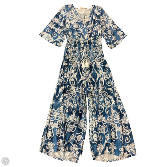 Jumpsuit By Clothes Mentor In Blue & White, Size: L
