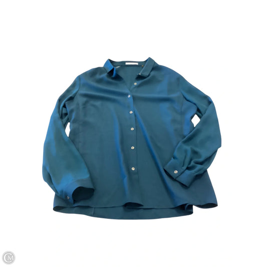 Top Long Sleeve By Tahari By Arthur Levine In Teal, Size: Xl