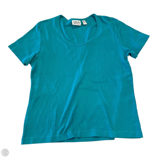 Top Short Sleeve Basic By Chicos In Teal, Size: L