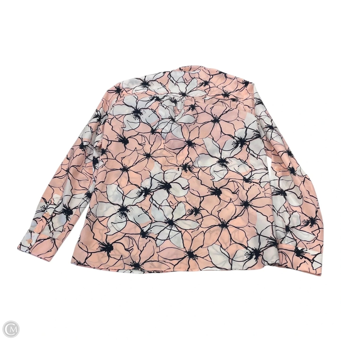 Top Long Sleeve By Banana Republic In Pink & White, Size: Xs