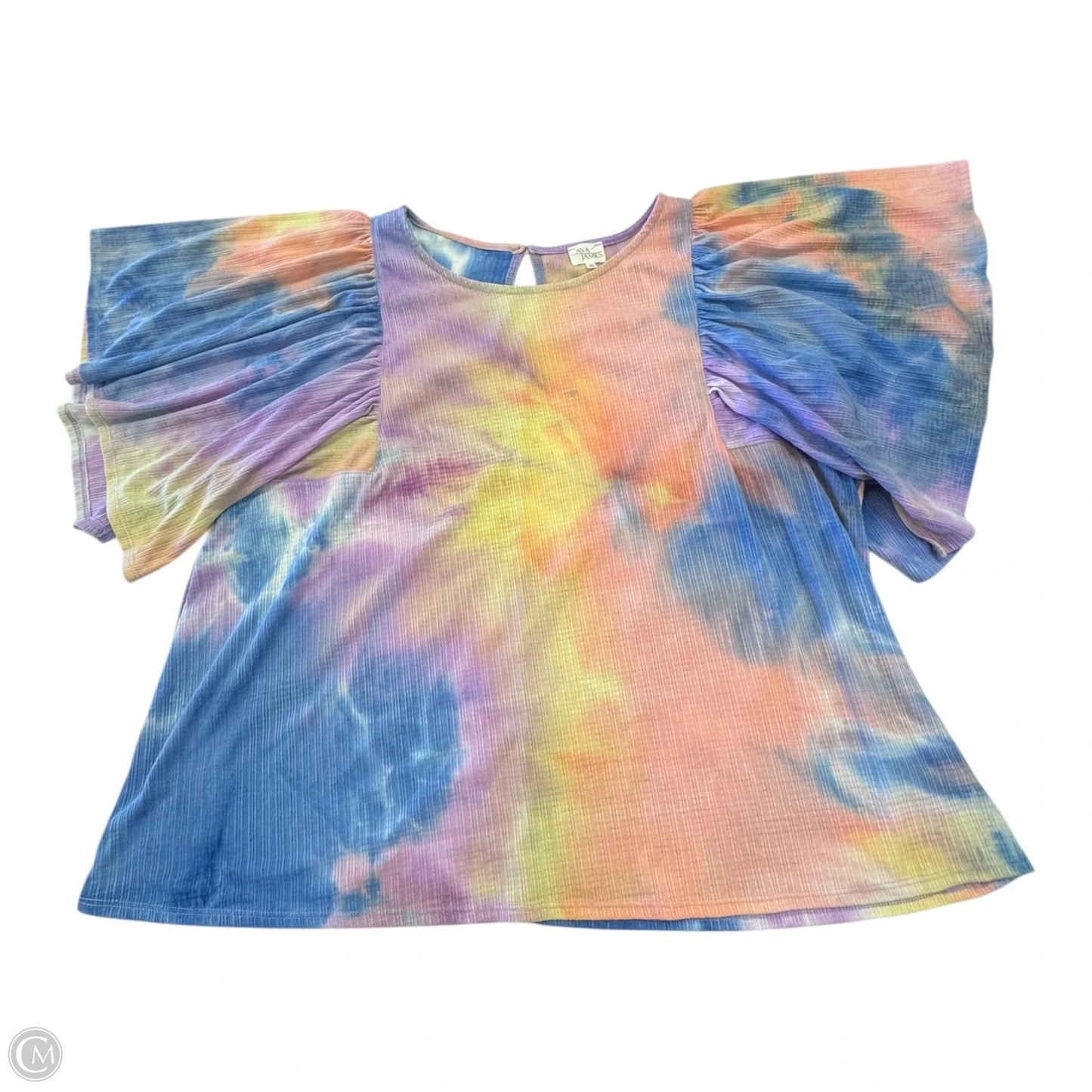 Top Short Sleeve By Ava James In Tie Dye Print, Size: 2x
