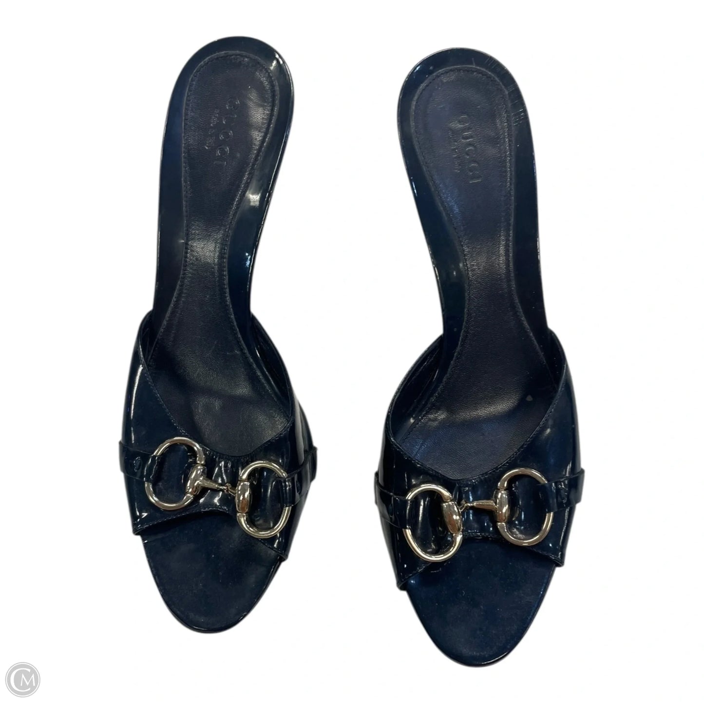 Shoes Luxury Designer By Gucci In Navy, Size: 8.5