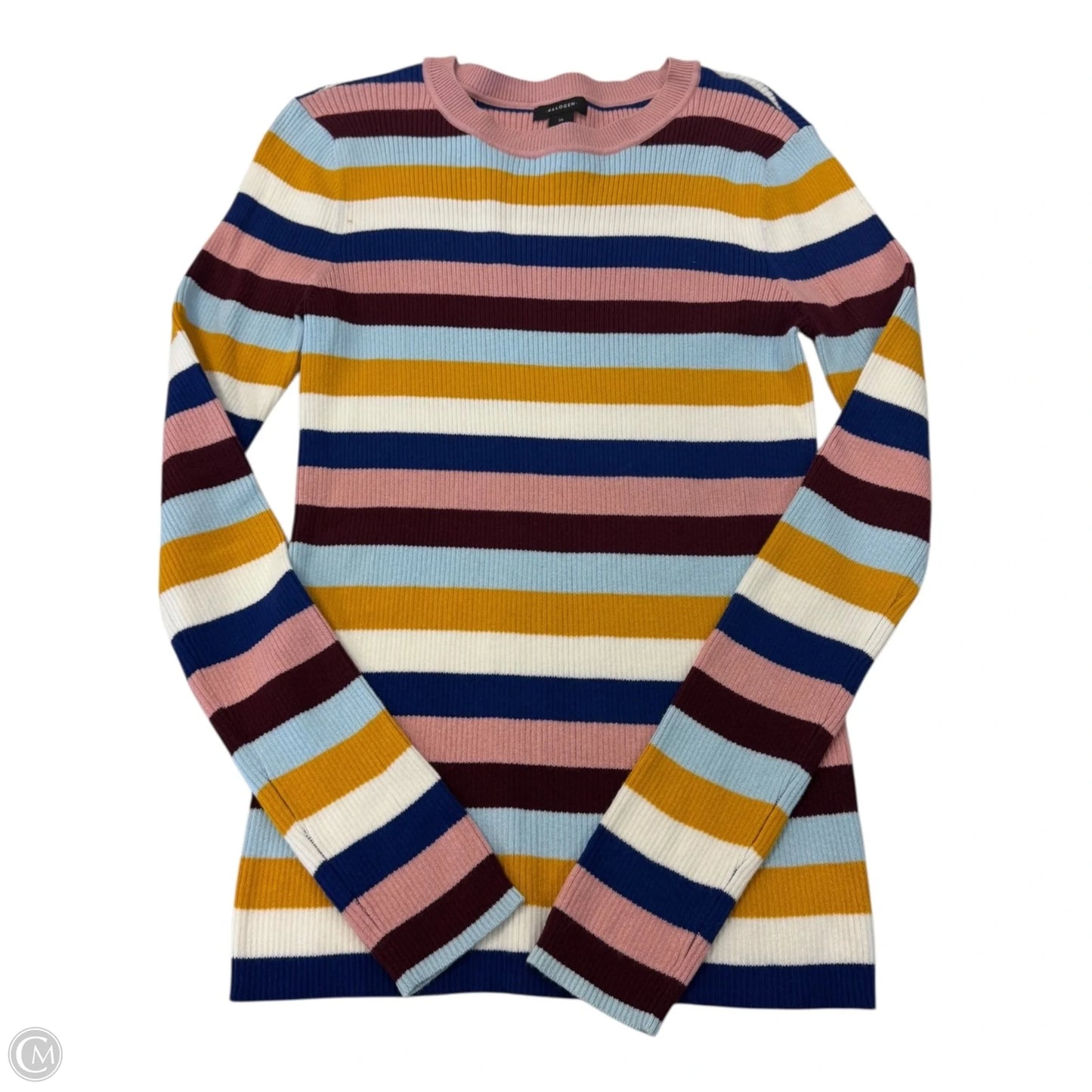 Top Long Sleeve By Halogen In Striped Pattern, Size: M