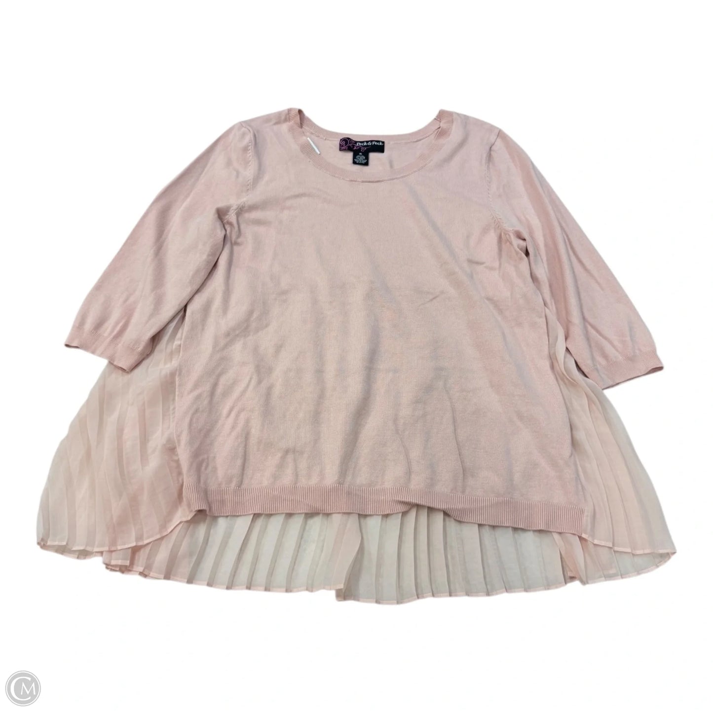 Top 3/4 Sleeve By Peck And Peck In Pink, Size: Xl