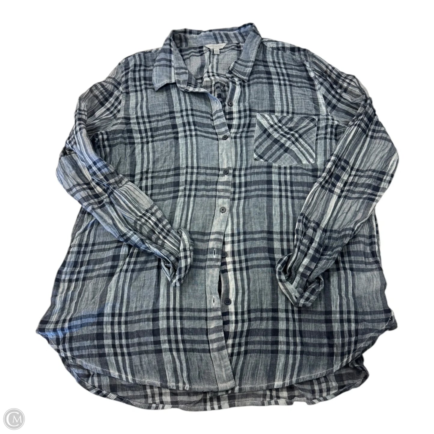 Top Long Sleeve By Lucky Brand In Plaid Pattern, Size: L