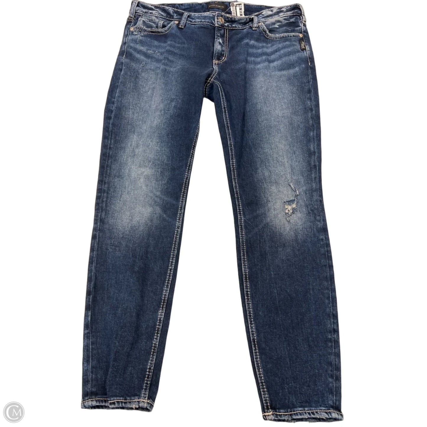 Jeans Skinny By Silver In Blue Denim, Size: 16