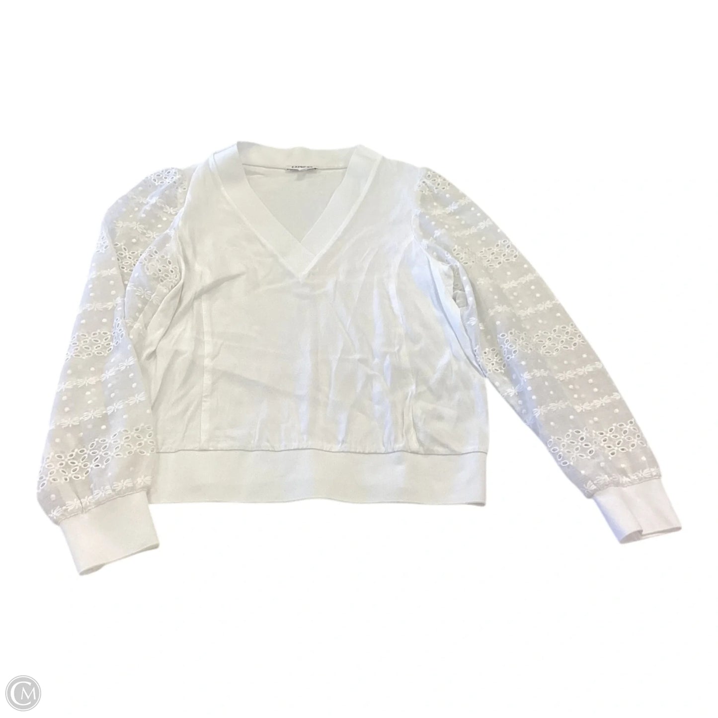 Top Long Sleeve By Express In White, Size: M