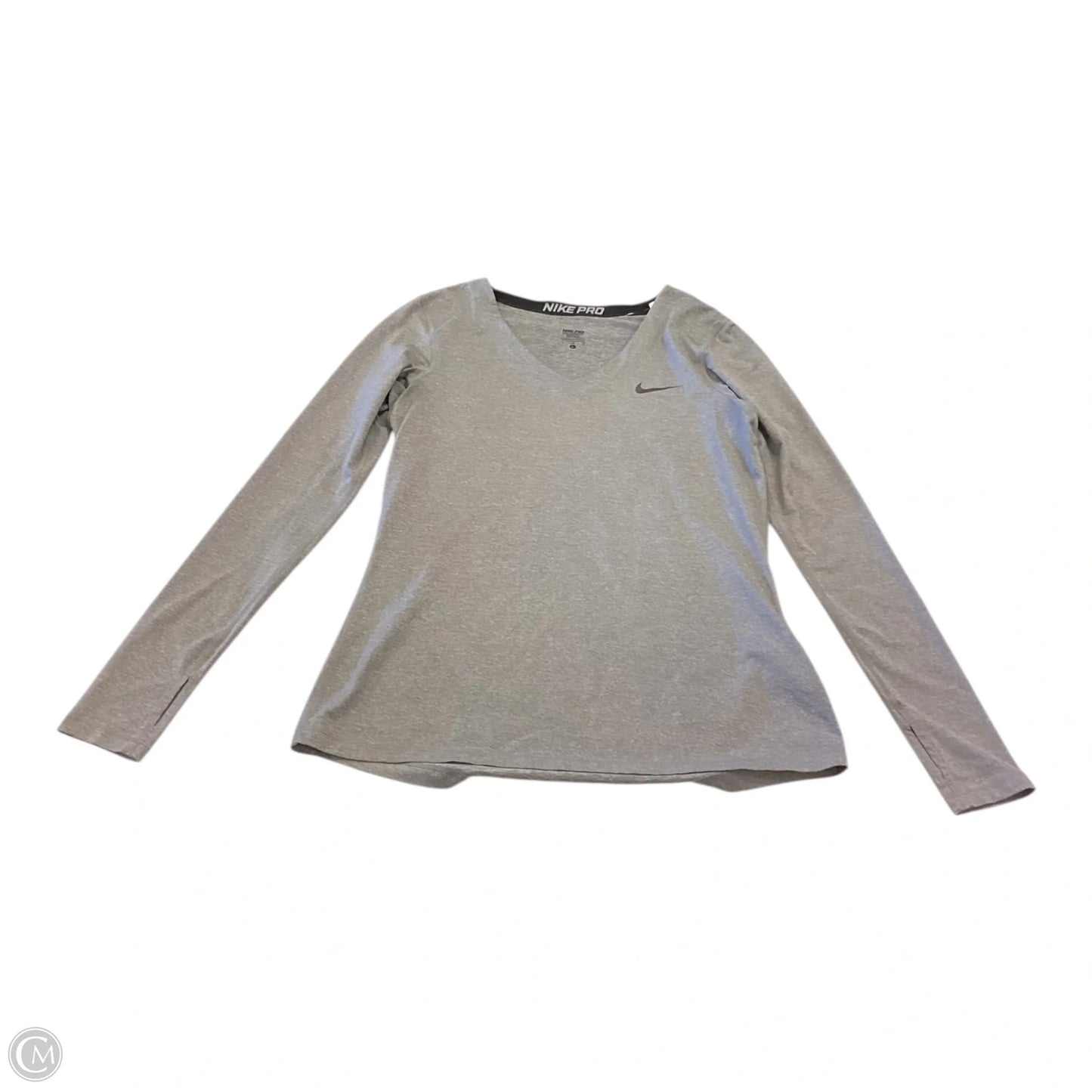Athletic Top Long Sleeve Crewneck By Nike In Grey, Size: L