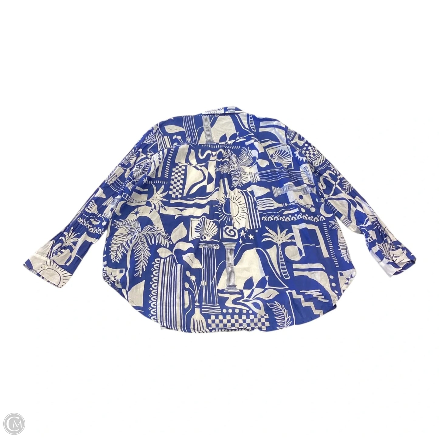 Top Long Sleeve By Haute Hippie In Blue & White, Size: L