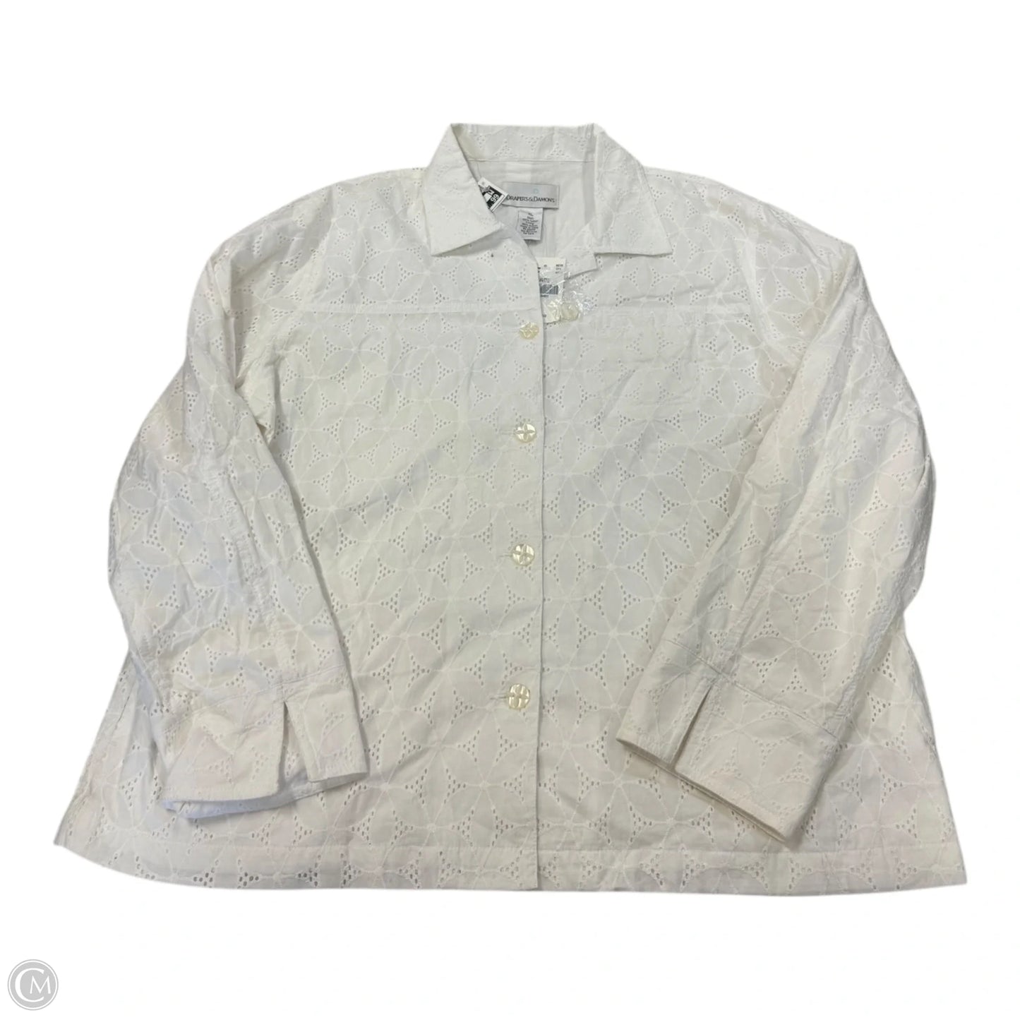 Jacket Shirt By Clothes Mentor In White, Size: Xl