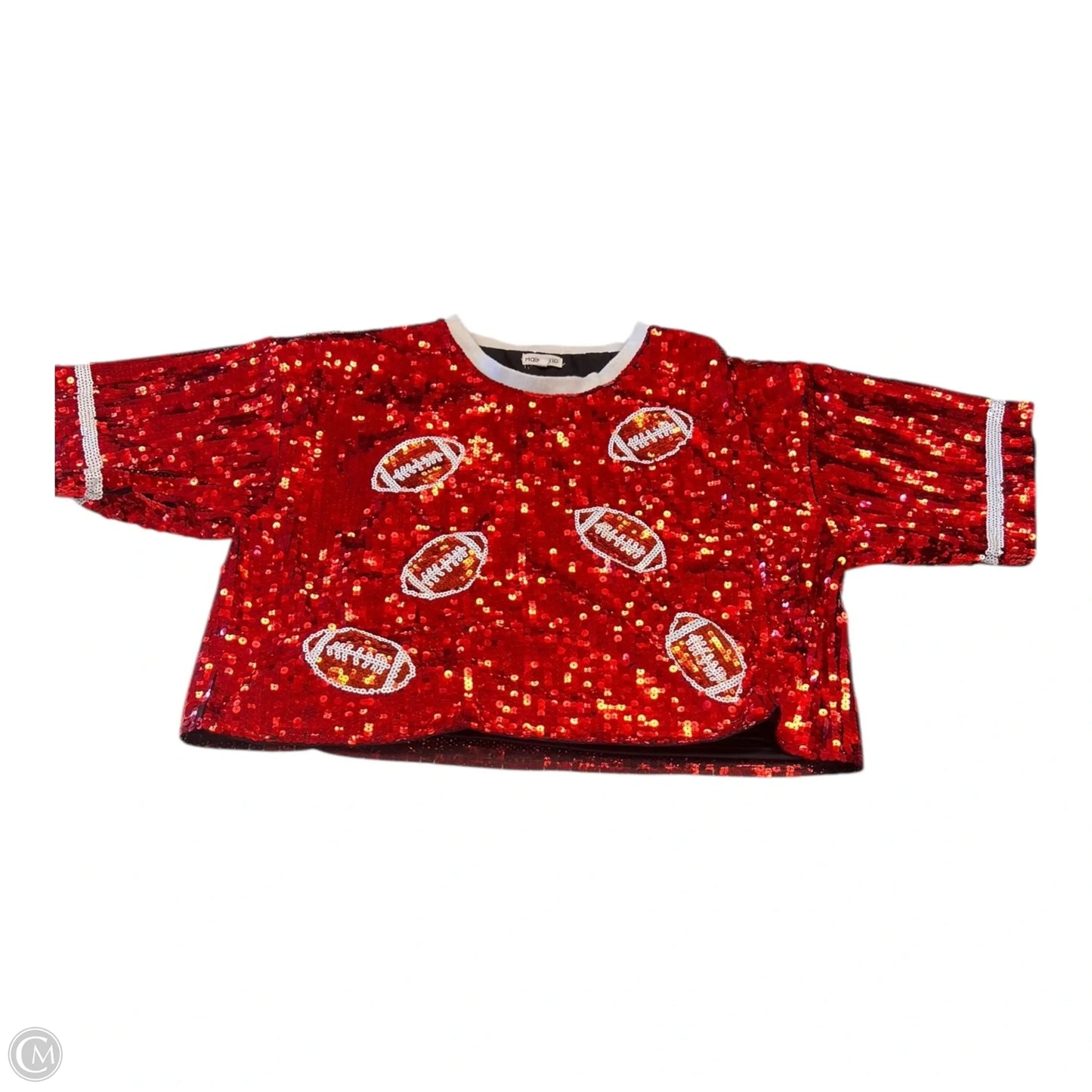 Top Short Sleeve By Main Strip In Red, Size: L