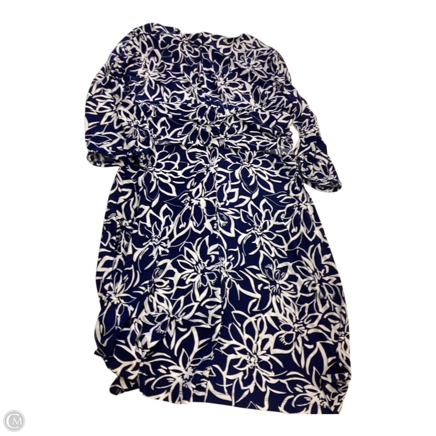 Dress Casual Short By Donna Ricco In Blue & White, Size: L