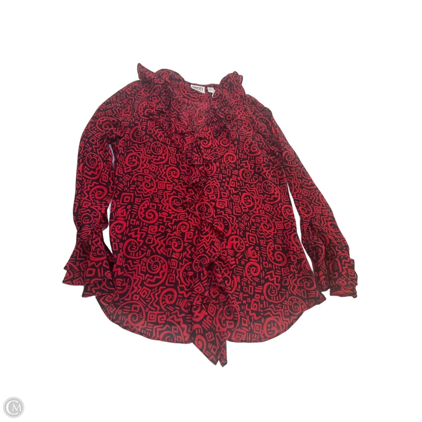 Top Long Sleeve By Chicos In Black & Red, Size: M