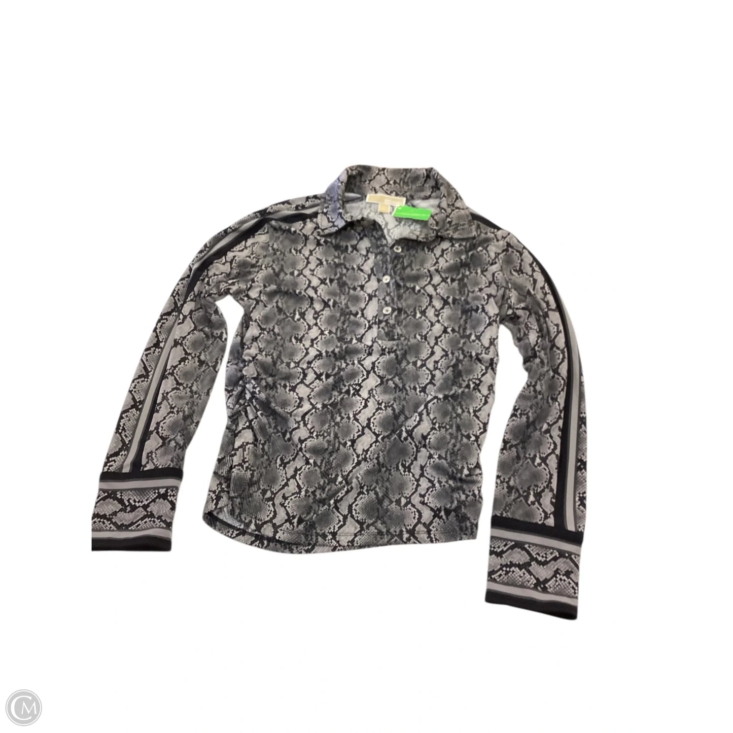 Blouse Long Sleeve By Michael By Michael Kors In Grey, Size: L