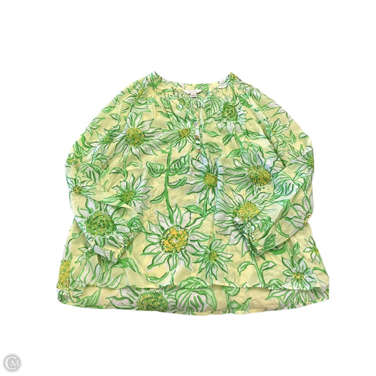 Top Long Sleeve Designer By Lilly Pulitzer In Green & White, Size: Xxl