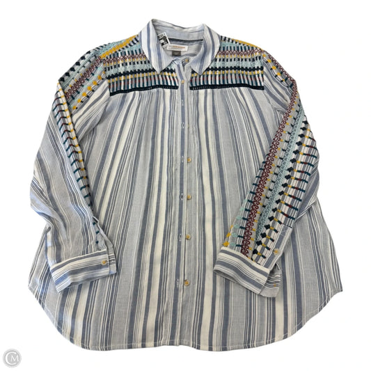 Top Long Sleeve By Pilcro In Striped Pattern, Size: L