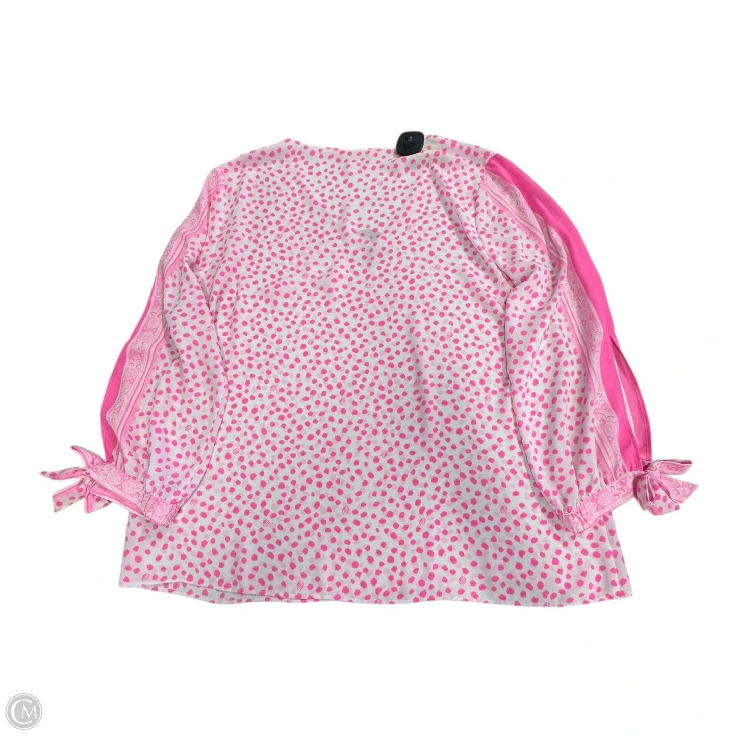 Top Long Sleeve Designer By Lilly Pulitzer In Pink & White, Size: L