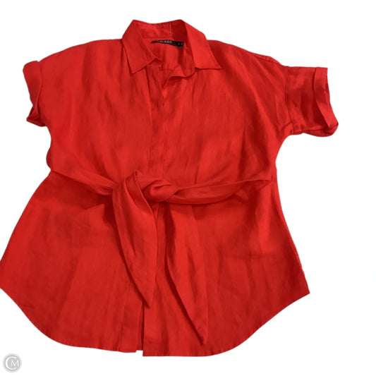 Blouse Short Sleeve By Lauren By Ralph Lauren In Red, Size: S