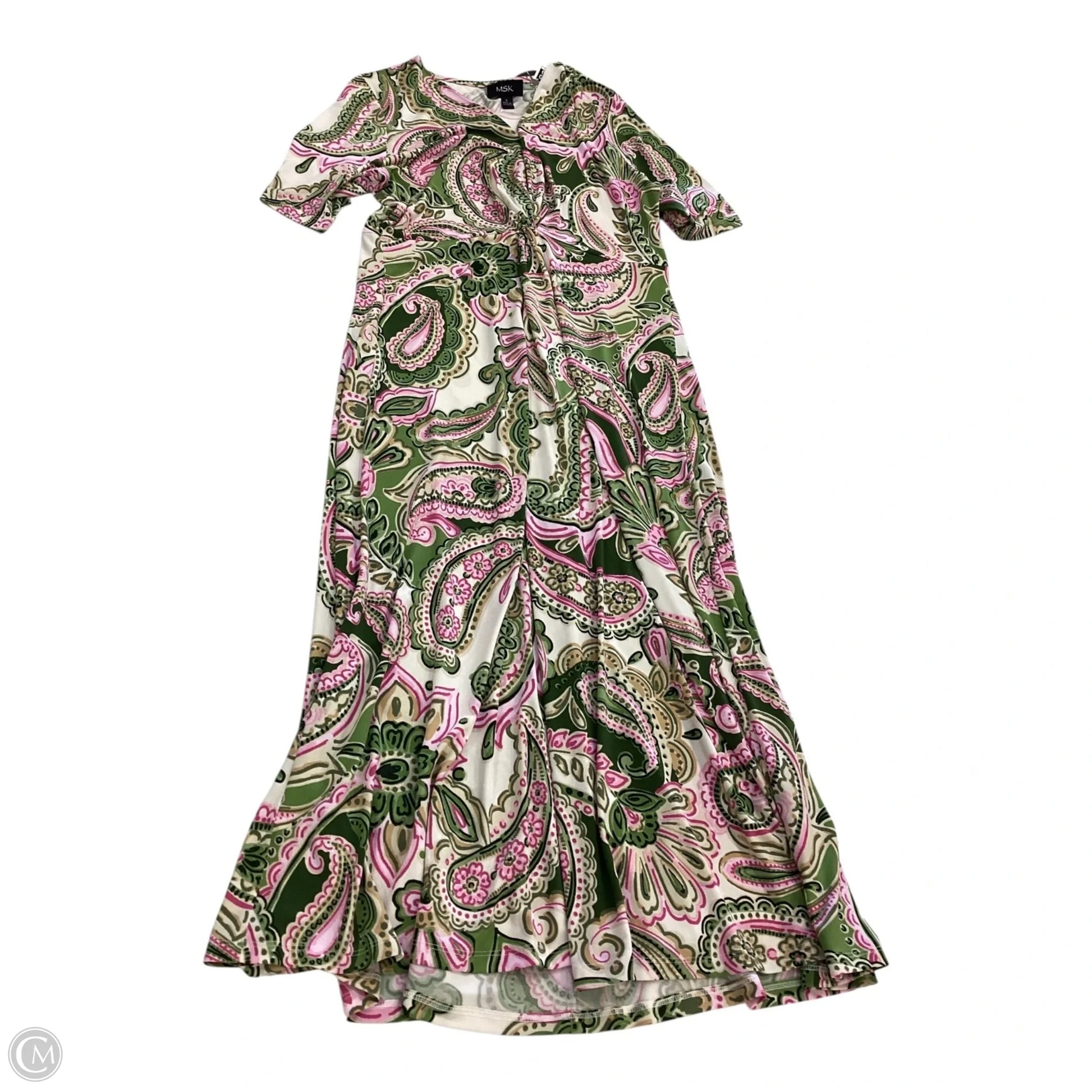 Msk Women's Printed V-Neck Short-Sleeve Midi Dress - Green Multi