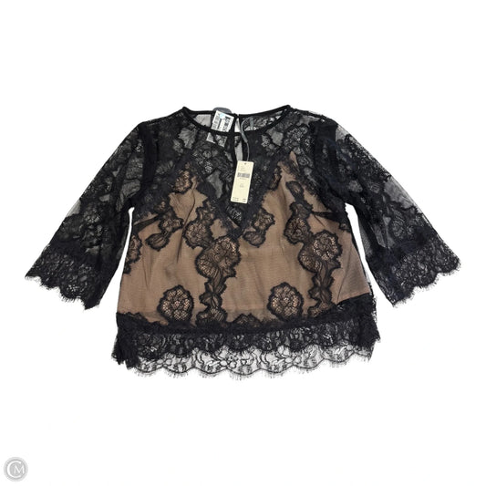 Blouse 3/4 Sleeve By Anthropologie In Black, Size: Xxs