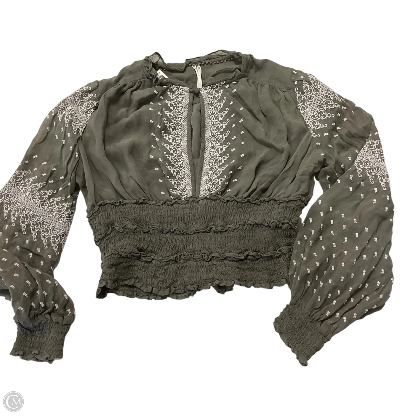 Blouse Long Sleeve By Anthropologie In Green, Size: M