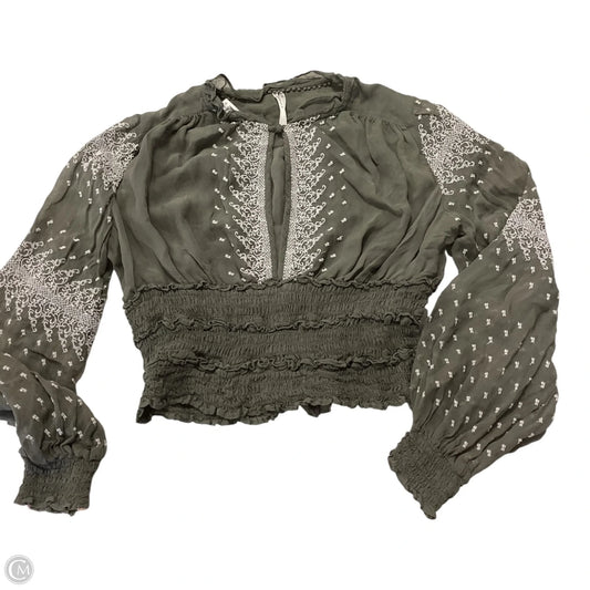 Blouse Long Sleeve By Anthropologie In Green, Size: M