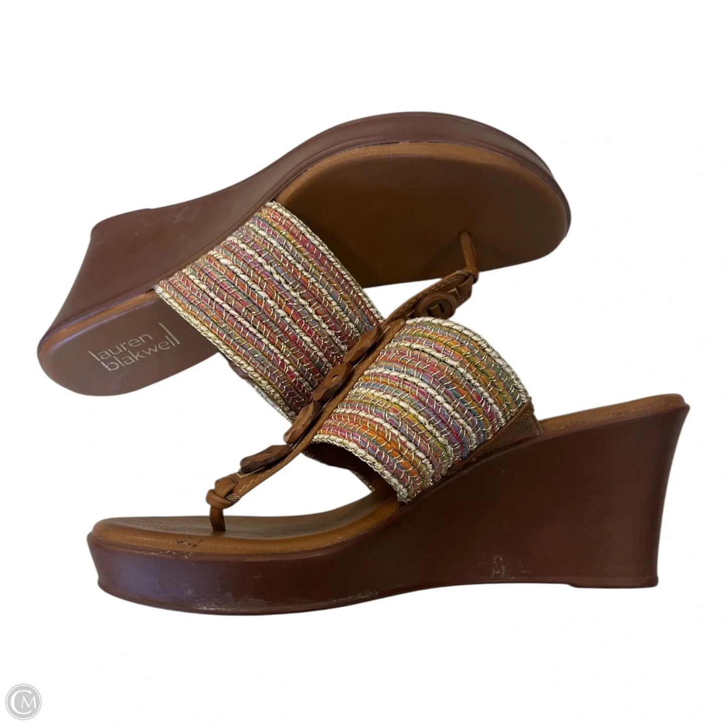 Sandals Heels Wedge By Clothes Mentor In Brown, Size: 7