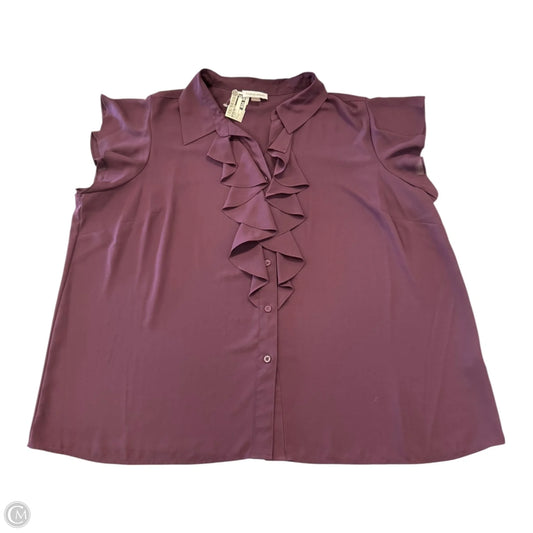 Blouse Short Sleeve By Calvin Klein In Purple, Size: 2x