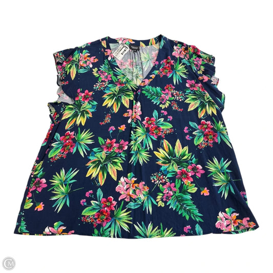 Blouse Short Sleeve By Jones And Co In Tropical Print, Size: 1x