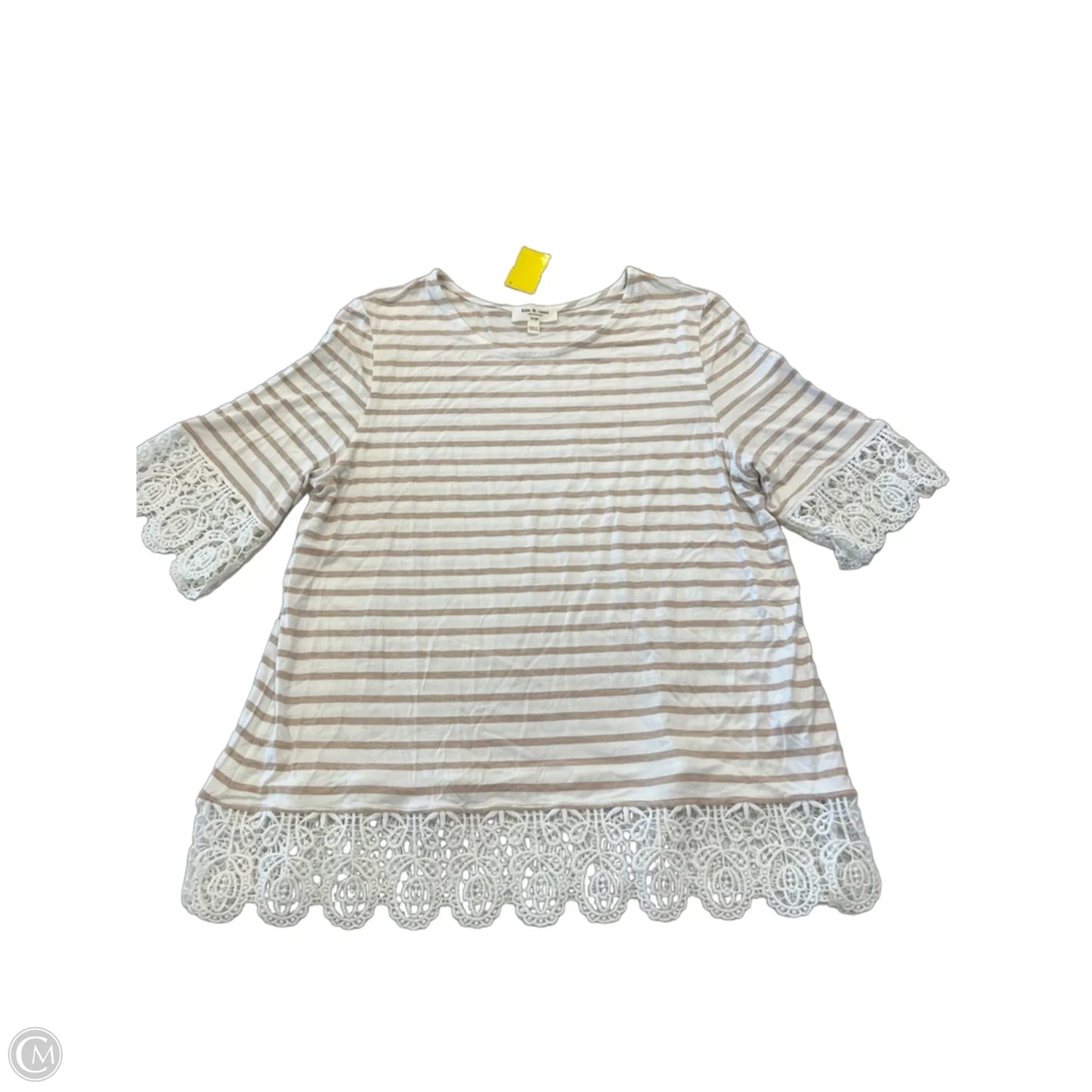 Top Short Sleeve By Kim & Cami In Striped Pattern, Size: L