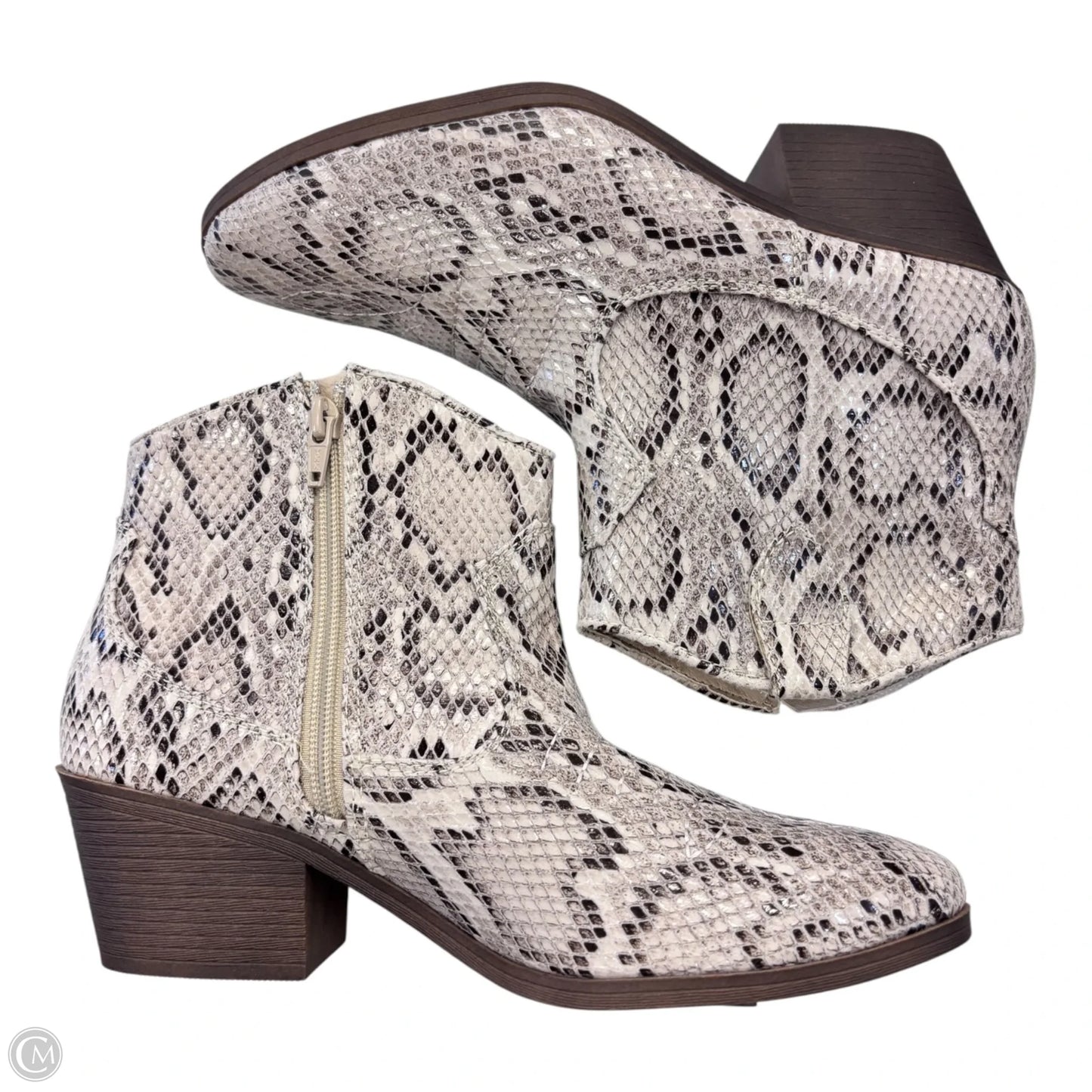 Boots Ankle Heels By So In Snakeskin Print, Size: 8.5