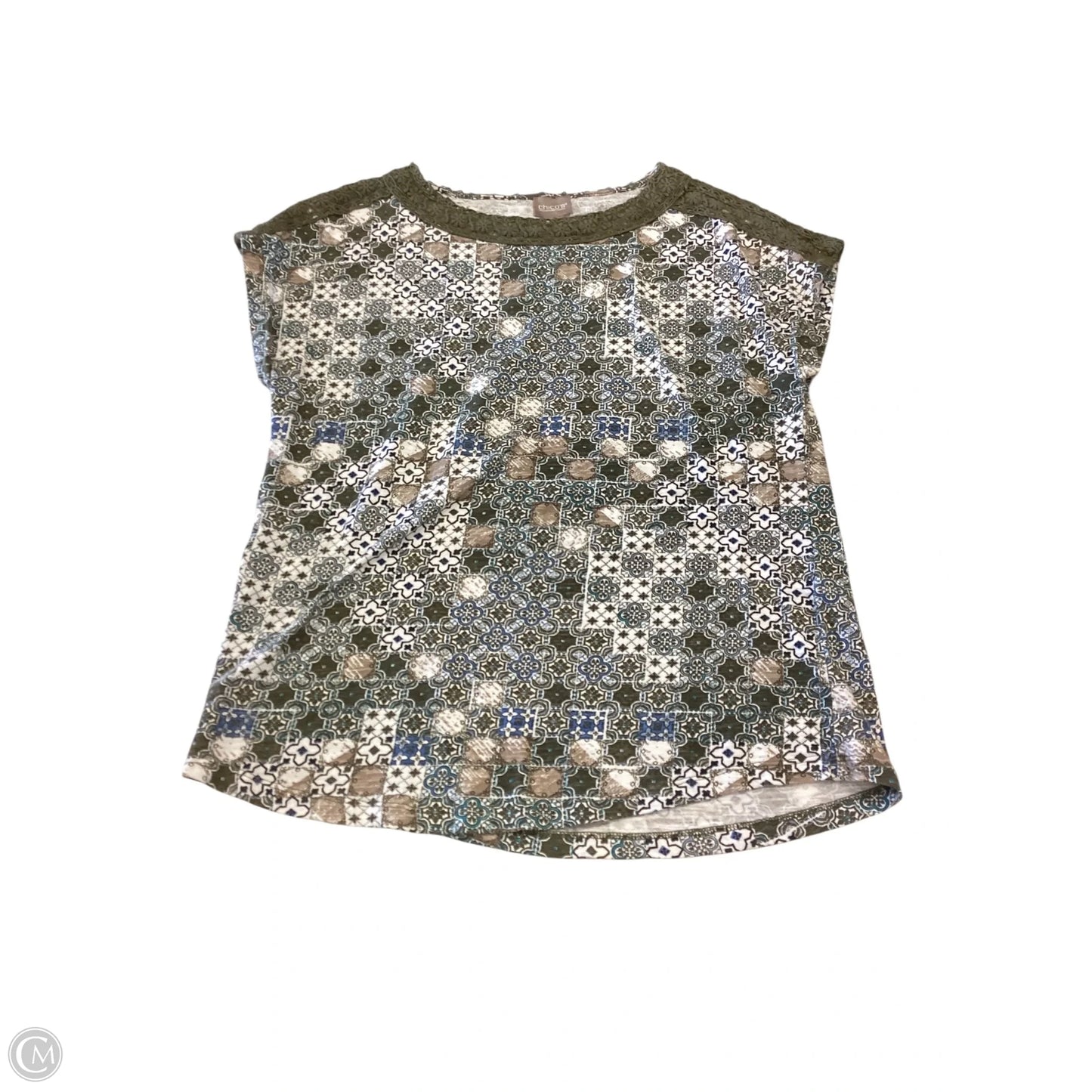 Top Short Sleeve By Chicos In Green, Size: medium