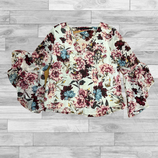 Top Long Sleeve By White House Black Market In Floral Print, Size: 10