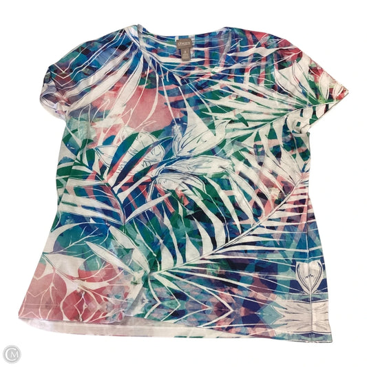 Top Short Sleeve By Chicos In Blue & Pink, Size: 3 xlarge