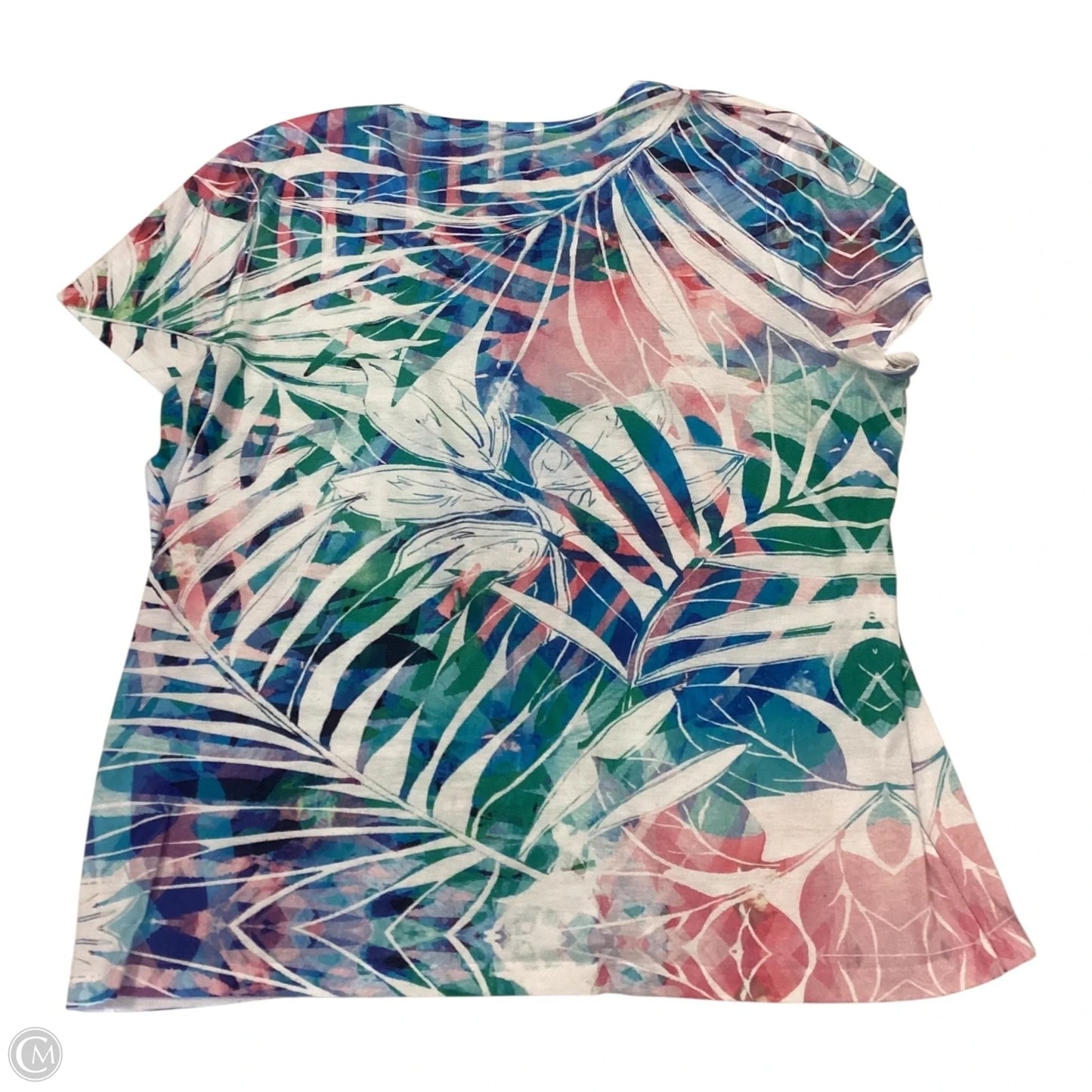 Top Short Sleeve By Chicos In Blue & Pink, Size: 3 xlarge