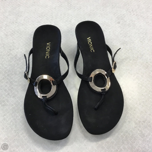 Sandals Flats By Vionic In Black, Size: 8