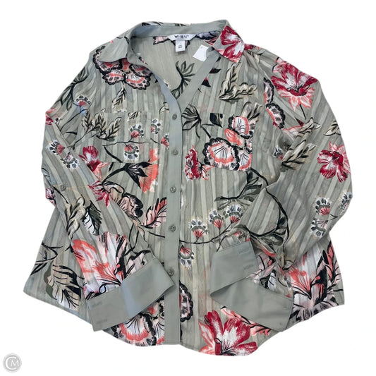 Top Long Sleeve By White House Black Market In Floral Print, Size: 8